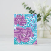 Ein lebendiges Textildesign mit lila und turq-Char Postkarte (Stehend Vorderseite)