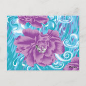 Ein lebendiges Textildesign mit lila und turq-Char Postkarte (Rückseite)