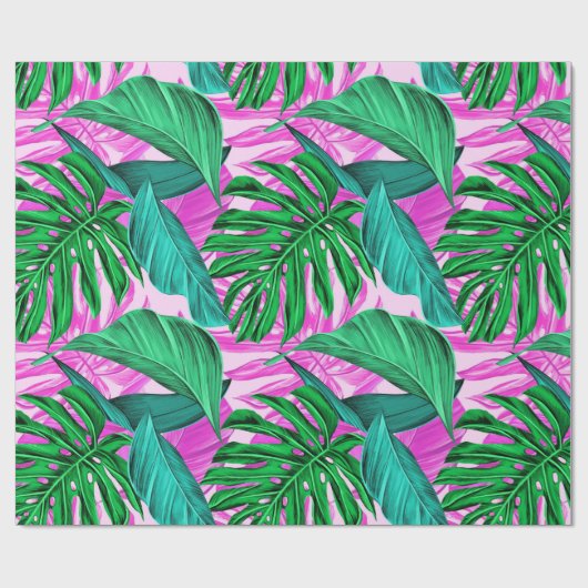 Ein lebendiges tropisches Monstera-Blätter Exotisc Geschenkpapier (Flach)