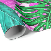 Ein lebendiges tropisches Monstera-Blätter Exotisc Geschenkpapier (Rolleneckpunkt)