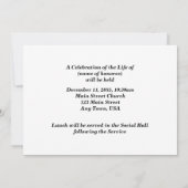 Ein lebenslanger Gedenkdienst, Wildblumen Einladung (Rückseite)