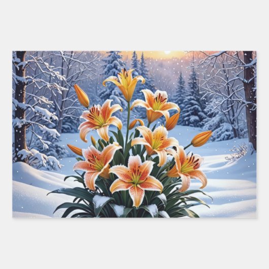 Ein lebhafter Bouquet mit orangen Lilien Geschenkpapier Set (Vorderseite)