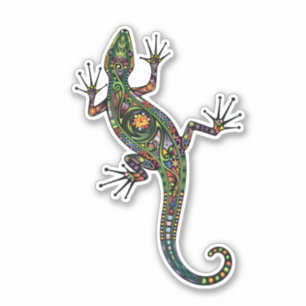 Ein lebhafter, farbenfroher Klettergecko / Eidechs Aufkleber