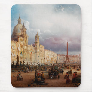 Ein lebhafter Markt auf der Piazza Navona in Rom Mousepad