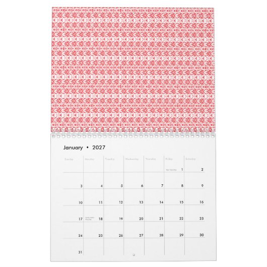 Ein lebhaftes abstraktes rot-orangefarbenes Design Kalender (Jan 2027)