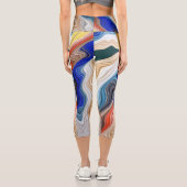 Ein lebhaftes, buntes Stoffkappenmuster Capri Leggings (Rückseite)