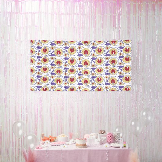 Ein lebhaftes Design mit gelbem und orangefarbenem Banner (Party)