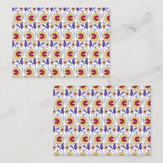 Ein lebhaftes Design mit gelbem und orangefarbenem Platzkarte (Vorne/Hinten)