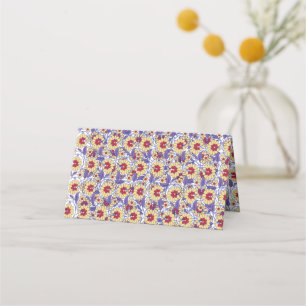 Ein lebhaftes Design mit gelbem und orangefarbenem Platzkarte