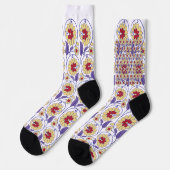 Ein lebhaftes Design mit gelbem und orangefarbenem Socken (Linkes Detail)