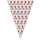 Ein lebhaftes Design mit gelbem und orangefarbenem Wimpelkette (Erste Fahne)