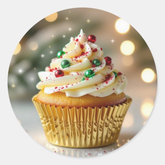 Ein leckerer Weihnachts-Cupcake Runder Aufkleber (Vorderseite)
