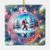 Ein legendärer Weihnachtsbigfoot Keramikornament (Vorderseite)