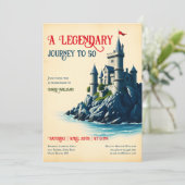 Ein legendäres Vintages Schloss, 50. Geburtstag Einladung (Stehend Vorderseite)