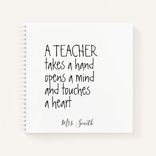 Ein Lehrer nimmt die Hand Notizblock (Vorderseite)