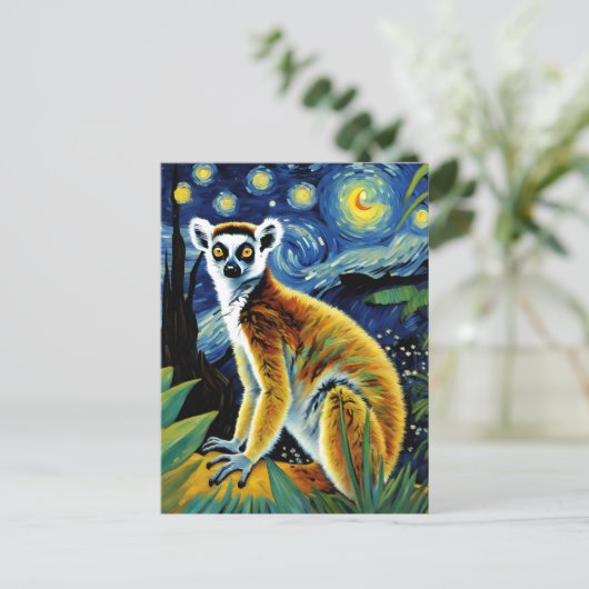 Ein Lemur in der Starry Night Postkarte (Stehend Vorderseite)
