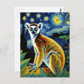 Ein Lemur in der Starry Night Postkarte (Vorne/Hinten)