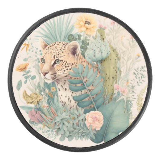 Ein Leopard hinter dem Busch-Brauch Eishockey Puck (Vorderseite)