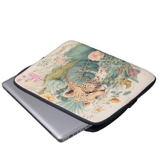 Ein Leopard hinter dem Busch-Brauch Laptopschutzhülle (Vorne Knopf)