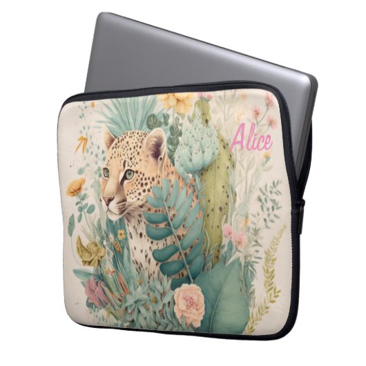 Ein Leopard hinter dem Busch-Brauch Laptopschutzhülle (Vorderseite Links)