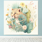 Ein Leopard hinter dem Busch-Brauch Leinwanddruck (Insitu (Holzboden))