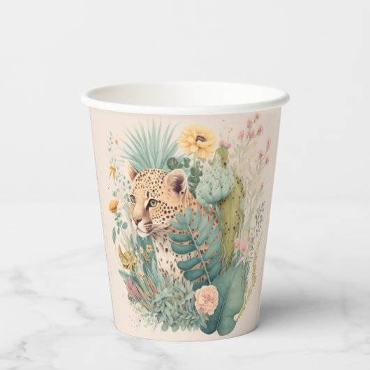 Ein Leopard hinter dem Busch-Brauch Pappbecher (Rückseite)