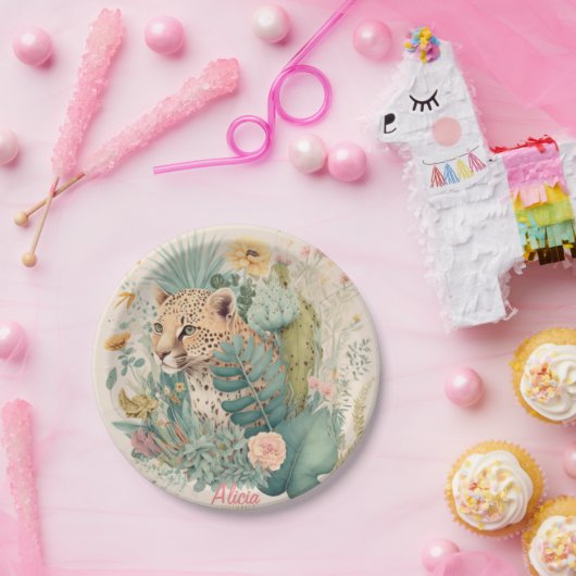 Ein Leopard hinter dem Busch-Brauch Pappteller (Party)