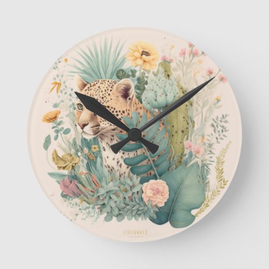 Ein Leopard hinter dem Busch-Brauch Runde Wanduhr (Vorderseite)