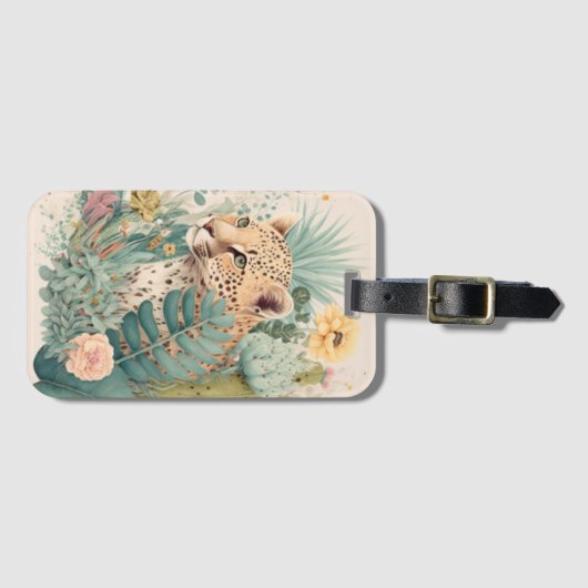 Ein Leopard hinter dem Busch Gepäckanhänger (Vorderseite (Horizontal))