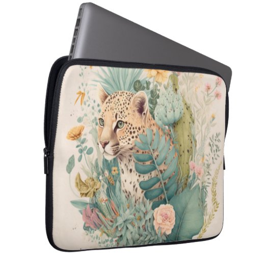 Ein Leopard hinter dem Busch Laptopschutzhülle (Vorne Rechts)