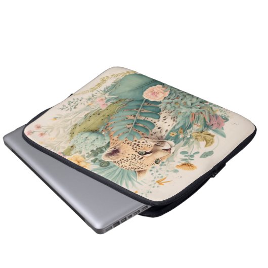 Ein Leopard hinter dem Busch Laptopschutzhülle (Vorne Knopf)