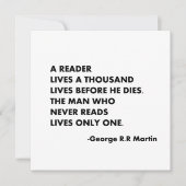 Ein Leser lebt tausend Leben, bevor er stirbt. Einladung (Vorderseite)