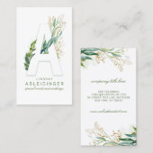 Ein Letter Monogram Gold Greenery Verlasst Elegant Visitenkarte (Vorne/Hinten)