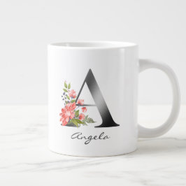 Ein Letter Silver Monogram Lila Green Jumbo-Tasse