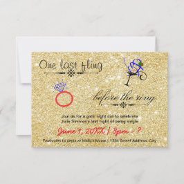 Ein letzter Fling / Gold -3x5 Bachelorette Einladu Einladung