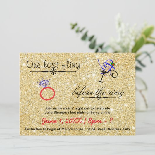 Ein letzter Flug / Gold - Einladung von Bacheloret (Stehend Vorderseite)