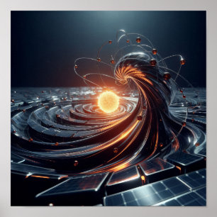 Ein leuchtender Kern im virtuellen Raum Poster