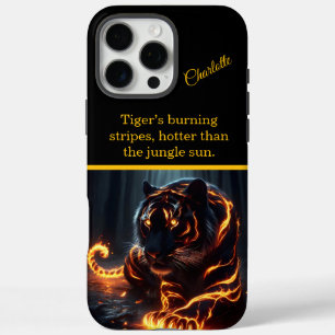 Ein leuchtender Tiger streift nachts umher. iPhone 16 Pro Max Hülle