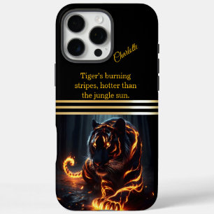 Ein leuchtender Tiger streift nachts umher. iPhone 16 Pro Max Hülle