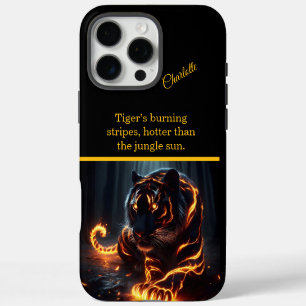 Ein leuchtender Tiger streift nachts umher. iPhone 16 Pro Max Hülle