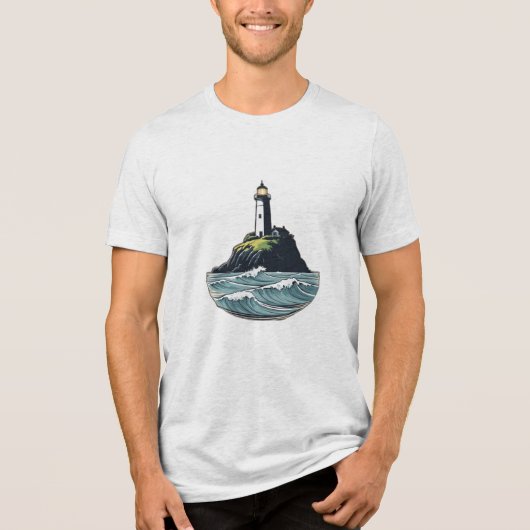 Ein Leuchtturm auf einer Klippe Tri-Blend Shirt (Vorderseite)