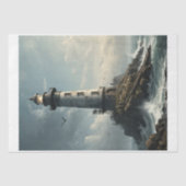Ein Leuchtturm im stürmischen Meer mit Möwen - Seidenpapier (Vorderseite)