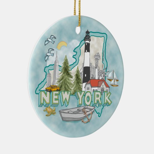 Ein Leuchtturm in New York Keramik Ornament (Rechts)