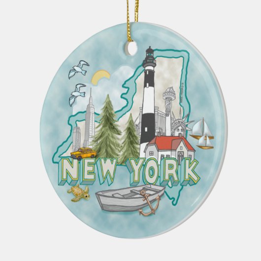 Ein Leuchtturm in New York Keramik Ornament (Links)