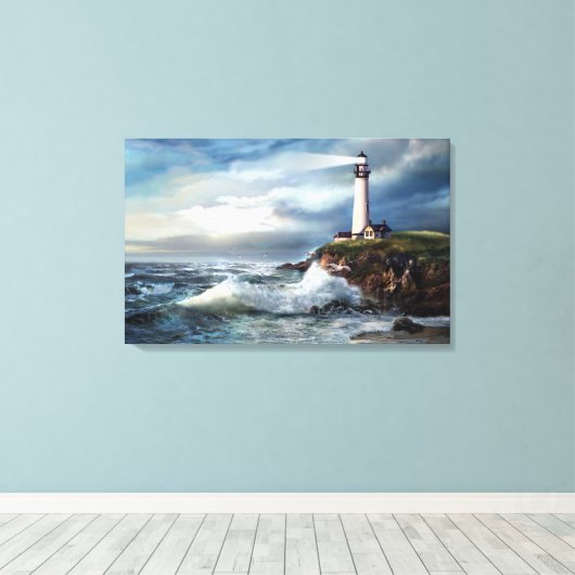 Ein Licht der Hoffnung, Pigeon Point Leuchtturm Leinwanddruck (Insitu (Holzboden))