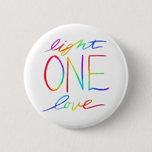 Ein Licht eine Liebe Inspiration Regenbogen Wörter Button