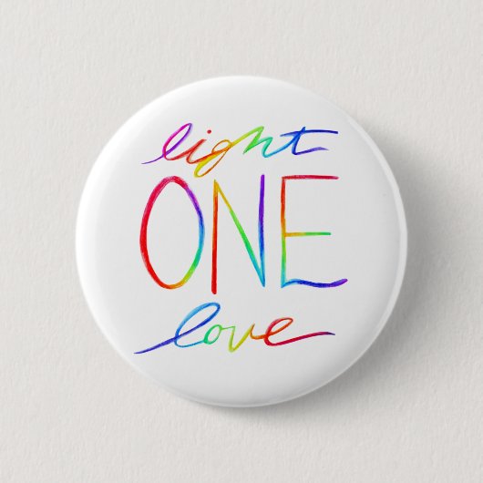 Ein Licht eine Liebe Inspiration Regenbogen Wörter Button (Vorderseite)
