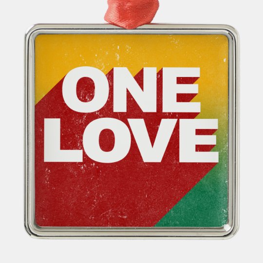 Ein Liebe-Plakat Quadratisches Silberfarbenes Ornament