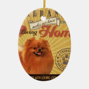 Ein liebevoller Spitz macht unser Haus-Zuhause Keramik Ornament
