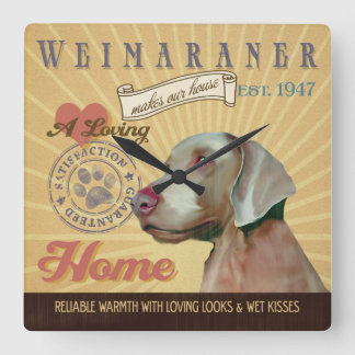 Ein liebevolles Weimaraner macht unser Quadratische Wanduhr